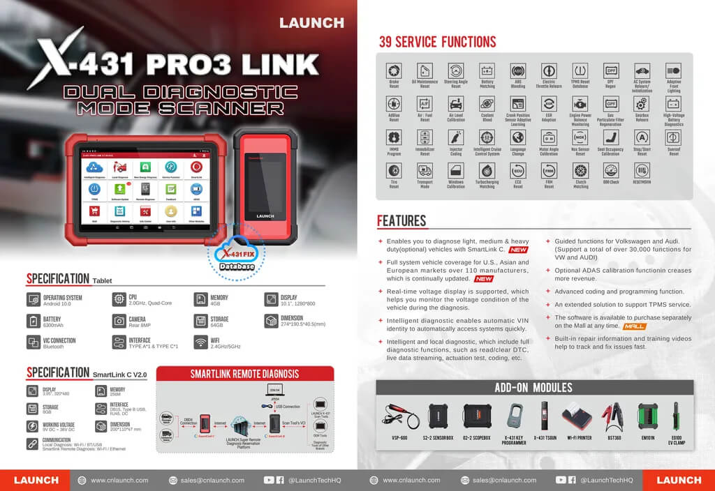 Launch X-431 PRO3 Link V2.0
